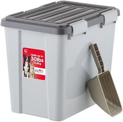 IRIS USA Dog Food Storage Container, Up to 30 lbs, Gray/Dark Gray