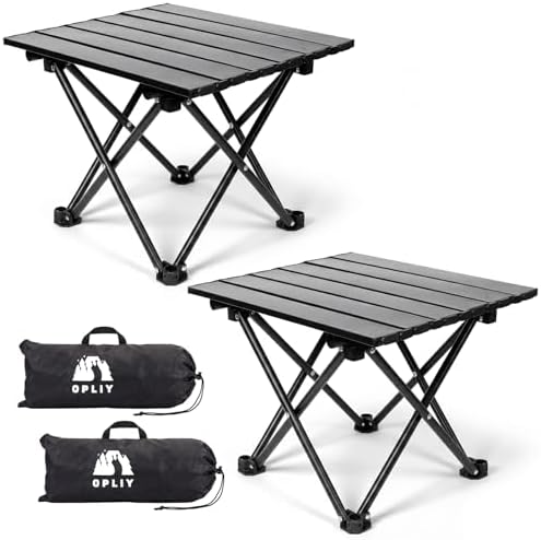 Opliy 2-Pack Portable Camping Table – Ultralight Foldable Car Tray Table with Carry Bag for Camping, Picnic, BBQ, Beach & Outdoor Travel