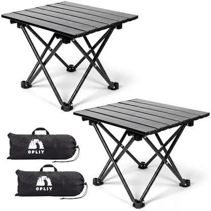 Opliy 2-Pack Portable Camping Table – Ultralight Foldable Car Tray Table with Carry Bag for Camping, Picnic, BBQ, Beach & Outdoor Travel