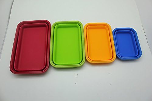 Sailing Elegant Collapsible Silicone Lunch Box/Container, Super Convenient Stackable Food Storage Containers, Material Safe (Set of 4, Multi)