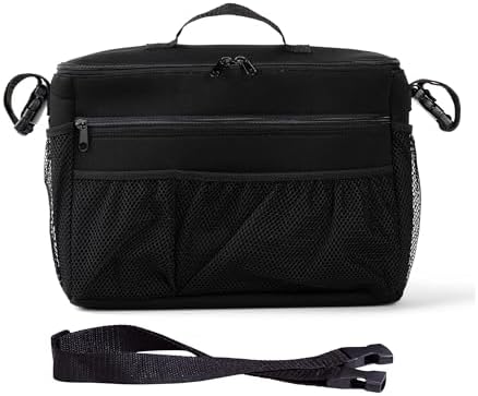 J.L. Childress Cool 'N Cargo Stroller and Wagon Cooler and Organizer - Universal Fit - Insulated - Attaches to Strollers, Wagons, Walkers and Wheelchairs - Large Capacity - Black