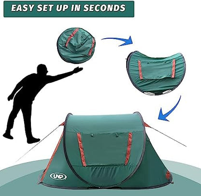 Pop-up Tent,2 Person Camping Tent,Instant Portable Beach Tent,Easy Pop Up Shade Tents 2 Doors for Camping Hiking & Traveling with Carrying Bag