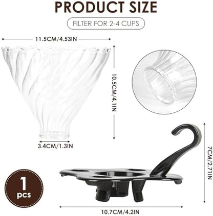 V60 Pour Over Coffee Dripper, 02 Filter For 1-4 Cups Reusable Coffee Maker 60° Heat-Resistant Glass Cone Easy-to-Clean Drip Coffee Maker Perfect for Pourover Coffee Enthusiasts