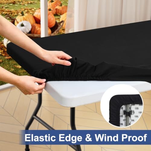 homing Rectangle Table Cloth Cover 8 Foot Black Elastic Fitted Tablecloth
