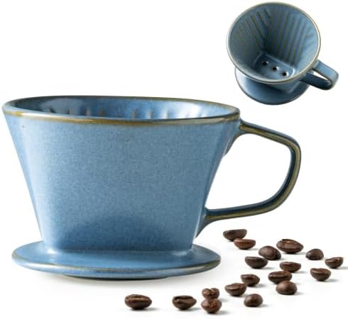 Gomakren Pour Over Coffee Maker Ceramic Coffee Dripper, 3 Hole Cone Brewer