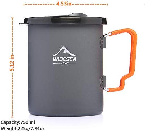 widesea Camping Coffee Pot 750ML, French Press Coffee Maker,Lightweight Backpacking Pot with Collapsible Handle For Camping,Hiking,Fire Cooking