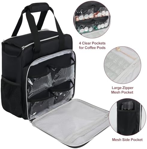 LEFOR·Z Coffee Maker Travel Bag Compatible with Keurig K-Mini/K-Mini Plus/Mate Plus,Single Serve Coffee Brewer Carrying Case with Multiple Pockets for K-Cup Pods & Accessories(Bag Only)