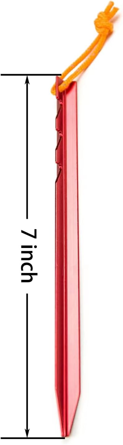 Aluminum Alloy Tent Stakes Pegs, 12-Pack Aluminum Ground Pegs with Reflective Pull Ropes, Lightweight Metal Stakes Pegs for Camping Tents Hammocks