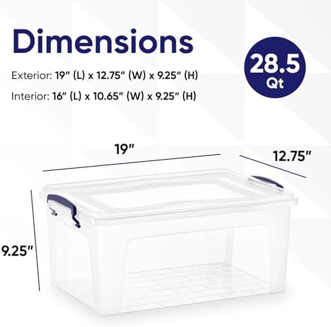 Superio 36 Quart Clear Plastic Storage Boxes with Lids, Stackable Organizer Containers, BPA-Free Storage Bins for Home, Office, School & Dorm, 2 Pack