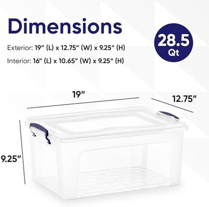 Superio 36 Quart Clear Plastic Storage Boxes with Lids, Stackable Organizer Containers, BPA-Free Storage Bins for Home, Office, School & Dorm, 2 Pack