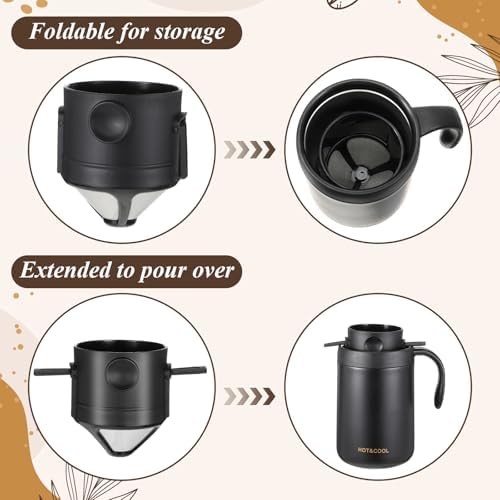 Portable 16oz Pour Over Coffee Maker Set with Spoon and Brush