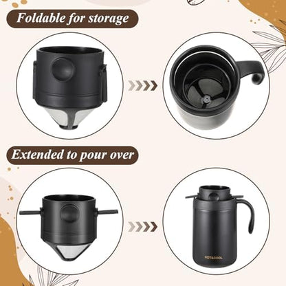 Portable 16oz Pour Over Coffee Maker Set with Spoon and Brush
