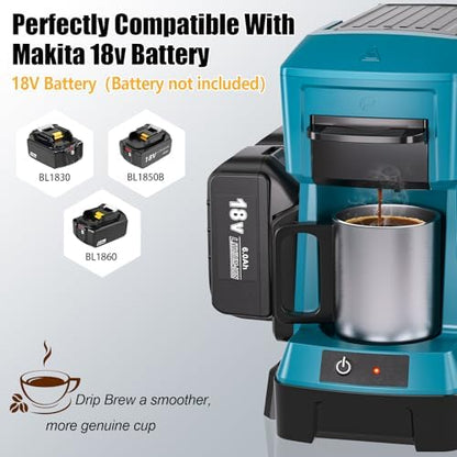 Taingwei Cordless Coffee Maker for Makita 18V Battery, Portable Drip Coffee Maker with Electric Coffee Grinder for RV, Camping, Travel, Car, Hiking (Battery Not Included)