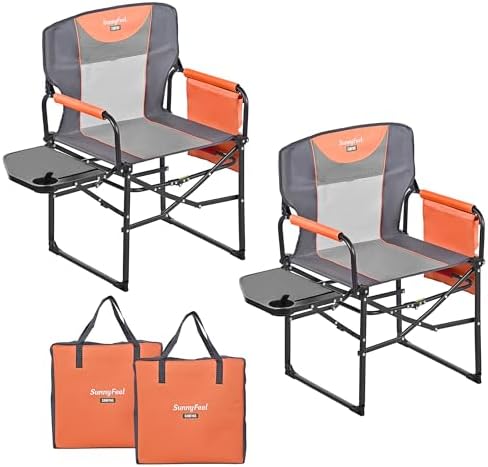 SUNNYFEEL Oversized Camping Chair Portable Directors Chairs with Side Table