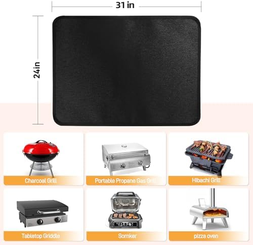 Heat Resistant Mats for Countertop fits Tabletop Grill, 31x24x0.02in, Black