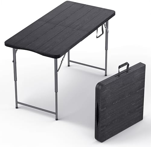 10 PACK of 4 Feet Foldable Table Adjustable Height with Built in Handle, Steel Legs | 4FT Heavy Duty Portable | Perfect for Party Dining Wedding Events Picnic Indoor Outdoor Camping Folding - 4 Foot