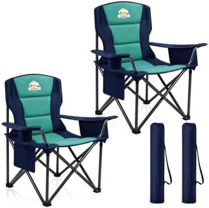 Colegence Oversized Heavy Duty Camping Chairs, 2 Pack, 450 lb, Dark Blue