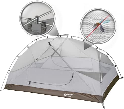 Bessport Camping Tent for 2-3 Person, Lightweight Backpacking Tent Waterproof Windproof Two Doors Easy Setup Double Layer Outdoor Tents for 3 to 4 Seasons, Suitable for Outdoor,Hiking,Camping
