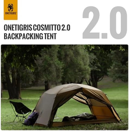OneTigris COSMITTO 2 Person Backpacking Tent Shelter- Free Standing Lightweight Waterproof 3 Season Camping Tent for Outdoor Hiking Mountaineering