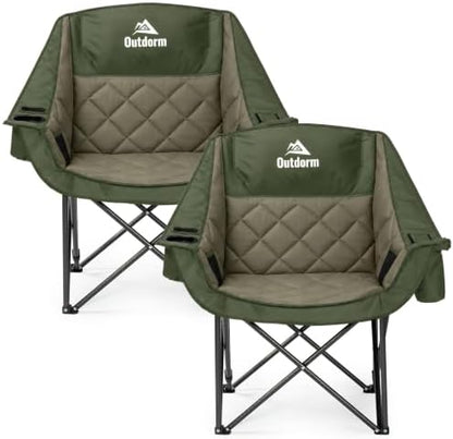 2 Pack Oversized Camping Chairs for Adults, Support 450 lb Each, Green