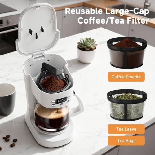 Coffee Maker, 5 Cup Programmable Drip Coffee Machine-White