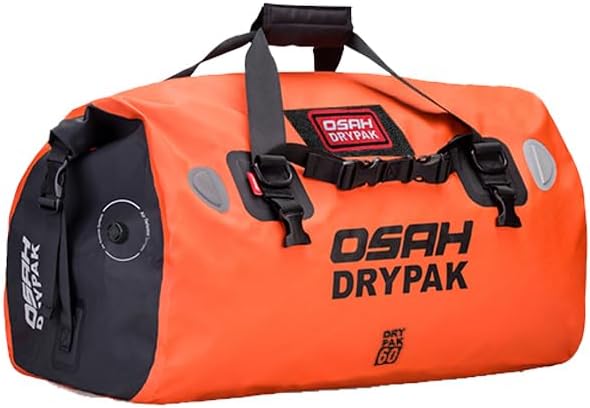 Waterproof Duffel& Luggage Bag - Motorcycle Dry Bag Tail Saddle Bags with Roll Top Closure,Large Storage Space,for Camping, Kayaking, Fishing & Traveling(Orange, 60L)