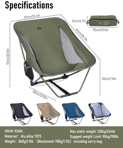 iClimb Low Ultralight Compact Folding Chair (Green)