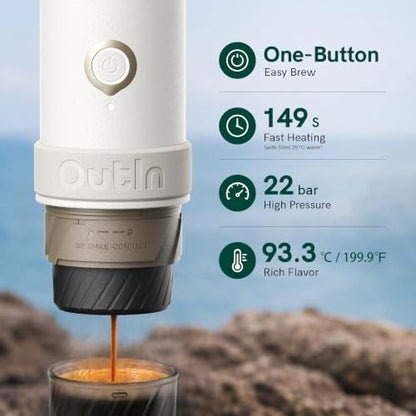 OutIn Mino Portable Electric Espresso Machine for Travel with Self-Heating