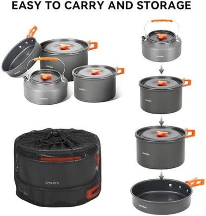 14pcs Camping Cookware Set, Portable Camping Utensil Accessory, CT604