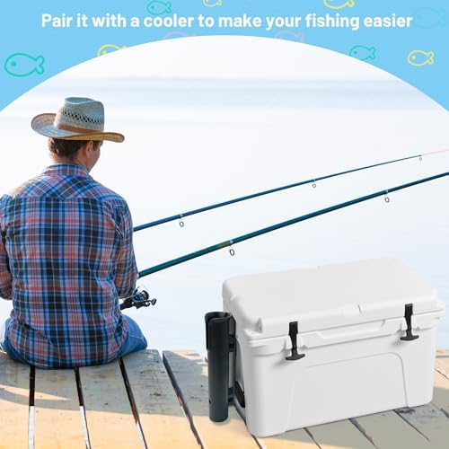 Cooler Fishing Rod Holder, Wall Mounted Fishing Pole Holder, Fishing Rod Rack Compatible with YETI Coolers and for RTIC Coolers, Cooler Accessory