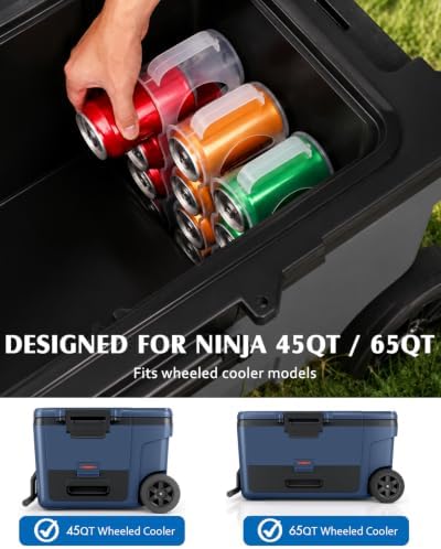 3 Pack Can Organizer Rack Designed for Ninja FrostVault 45QT/65QT Wheeled Cooler, Clear Beverage Can Holder for Cooler Drink Storage, 4 Cans Per Row, Cooler Accessories for Camping Beach Tailgating
