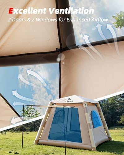 Abahub Inflatable Camping Tent with Hand Pump for 1/2/3/4/8 Person