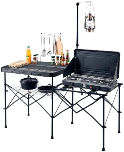 TIMBER RIDGE 56" Portable Camp Kitchen Station Folding Outdoor Grill Table