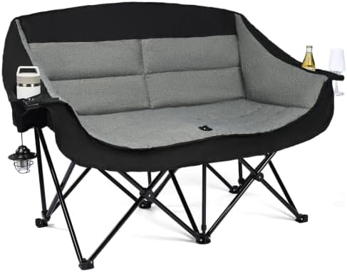 Double Camping Loveseat Chair - Oversized Lawn Chair for Adults