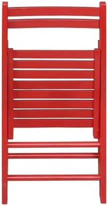 Casual Home Wooden Folding Chairs 2-Pcs Set - Red