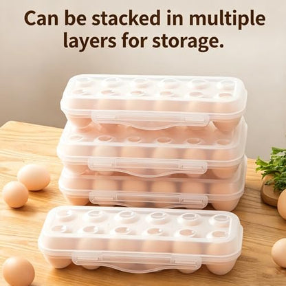 ZeQi 12Grid Shatterproof Transparent Egg Container, Food Grade PP Reusable Egg Holder for Fridge, Kitchen Storage, Camping & Outdoor Use