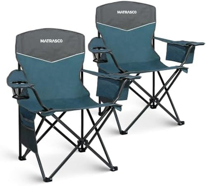 Outdoor Folding Camping Chairs 2 Pack, 350 lbs Capacity, Blue
