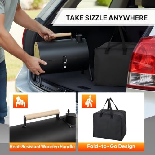 2-Sided Portable Charcoal Grill, Dual Zone with Carry Bag, 13in Tabletop
