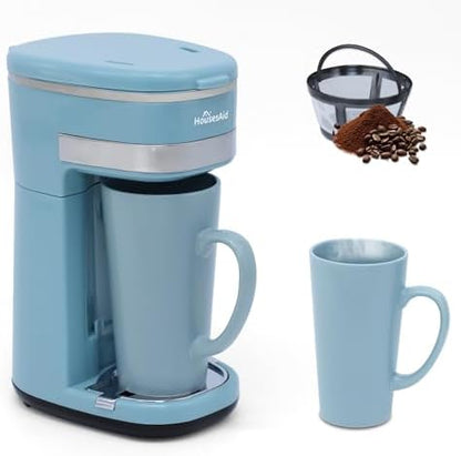 Single Serve Coffee Maker, 15oz Portable One Cup Coffee Brewer