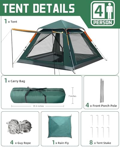 2/4 Person Instant Camping Tent 30s Quick Setup Waterproof Outdoor Tent