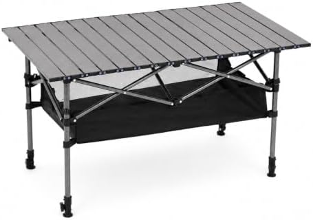 Portable Folding Camping Table, Adjustable Height, Black, 37 x 21 in