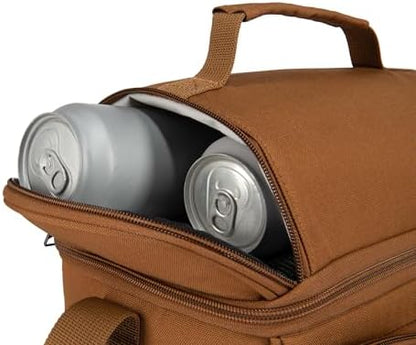 Carhartt Camping Cooler, Worksite Lunch Box, Soft Shell Lunch Bag for Construction Sites, Work and Everyday Use, Brown