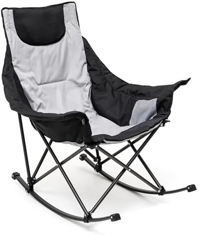 SUNNYFEEL Oversized Folding Rocking Camping Chair for Adults, 500lbs Grey