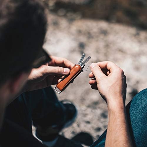 Jibbon Italian Premium Leather Key Organizer - Stylish Key Holder with Marine Grade 316 Stainless Steel, Compact EDC Keychain