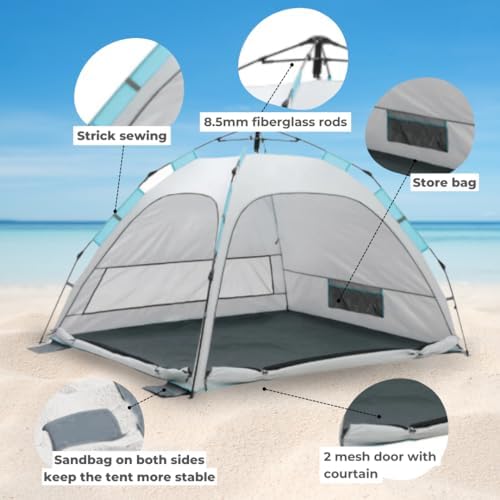 2-Person Pop-Up Camping Tent – Instant Setup, Water-Resistant, Lightweight Dome with Dual Mesh Doors & Extensible Porch – Ideal for Beach, Hiking & Backpacking