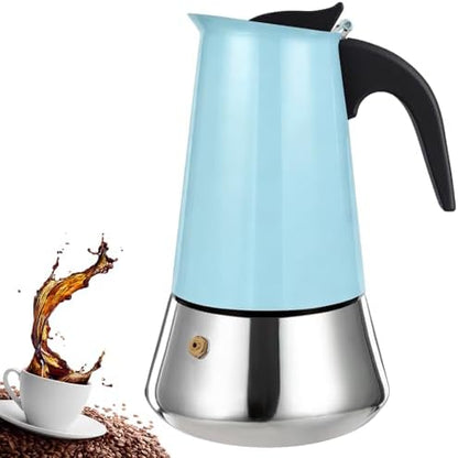 9 Cup Stovetop Espresso Maker Stainless Steel Moka Pot Stove Top Percolator Italian Coffee Makers Capable Mocha Greca Machine Cafe Classic Induction Cookers for Home and Camping 450ml 15oz