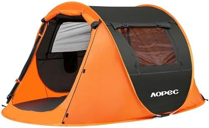 Pop Up Camping Tent, 2/4/6 Person Instant Tent Waterproof PU4500mm, Spacious Ventilated Camping Tent with Front Porch, Quick Setup Lightweight Portable for Outdoor Camping Hiking Beach