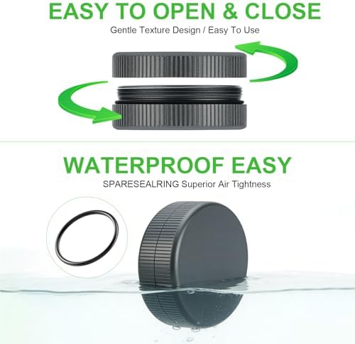 Metal Pill Case, 2Pack Aluminium Small Medication Containers for Pocket Purse, Travel Waterproof Vitamin Organizer Box, Portable Tiny Round Medicine Dispenser Caddy for Camping, Working - Gray
