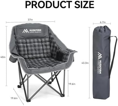 Oversized 2 Pack Camping Chairs, Padded Camping Chair Support 450LBS, Grey
