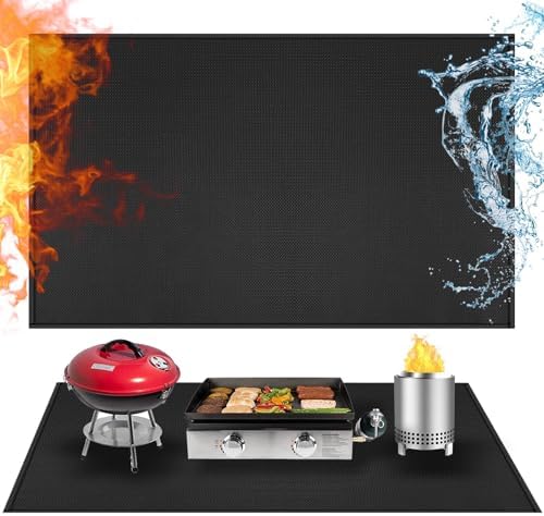 Heat Resistant Mats for Countertop fits Tabletop Grill, 48x24x0.04in, Black